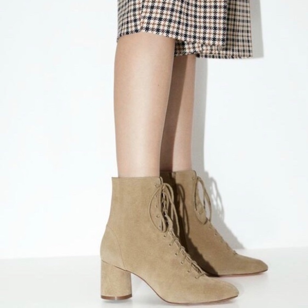 Zara lace-up suede ankle boots